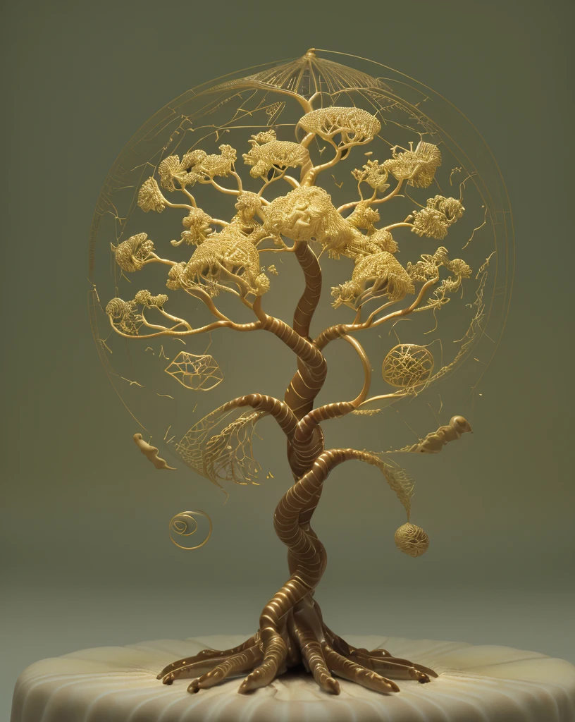 (Evolution of life)、Fibonacci、the golden ratio、melted wax、Visible brush strokes、3D tessellation wireframe、neural graphic、neurons、The Tree of Life、Farbe、tenderness、passion、The ultra -The high-definition、8K UHD、​masterpiece
