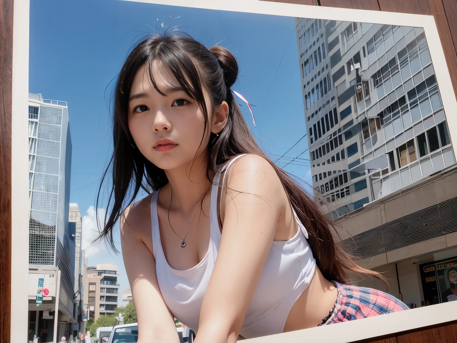 1 girl、It's Tokyo Street、Cityscape、Upper body、Close-up、Laughter、Round frame glasses、pink glasses frames、Round frame glasses、(8k、Raw photo、highest quality、masterpiece:1.2)、(Realisticな、Photorealistic:1.37)、Highly detailed eyelash drawing、(((Best image quality))),Fine skin, (Beautiful Hair), (perfection Anatomy), (Realistic), (Dynamic Angle), Seductive pose,perfection,Sensual look、highest quality、High resolution、