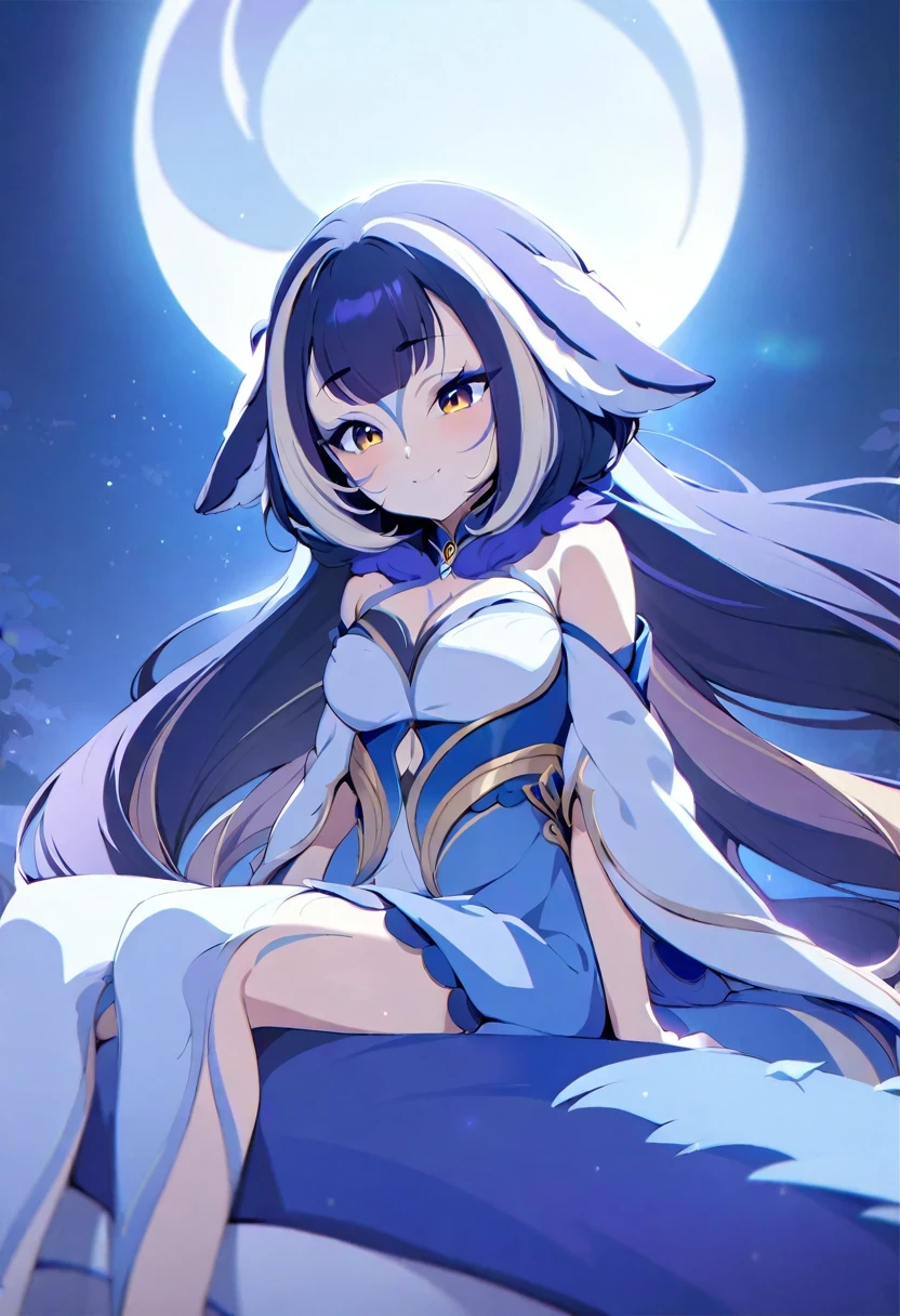 (shylily/(Twich/):1.5),(masterpiece:1.2),(best quality:1.2),Anime girl sitting on a dragon,Background with full moon