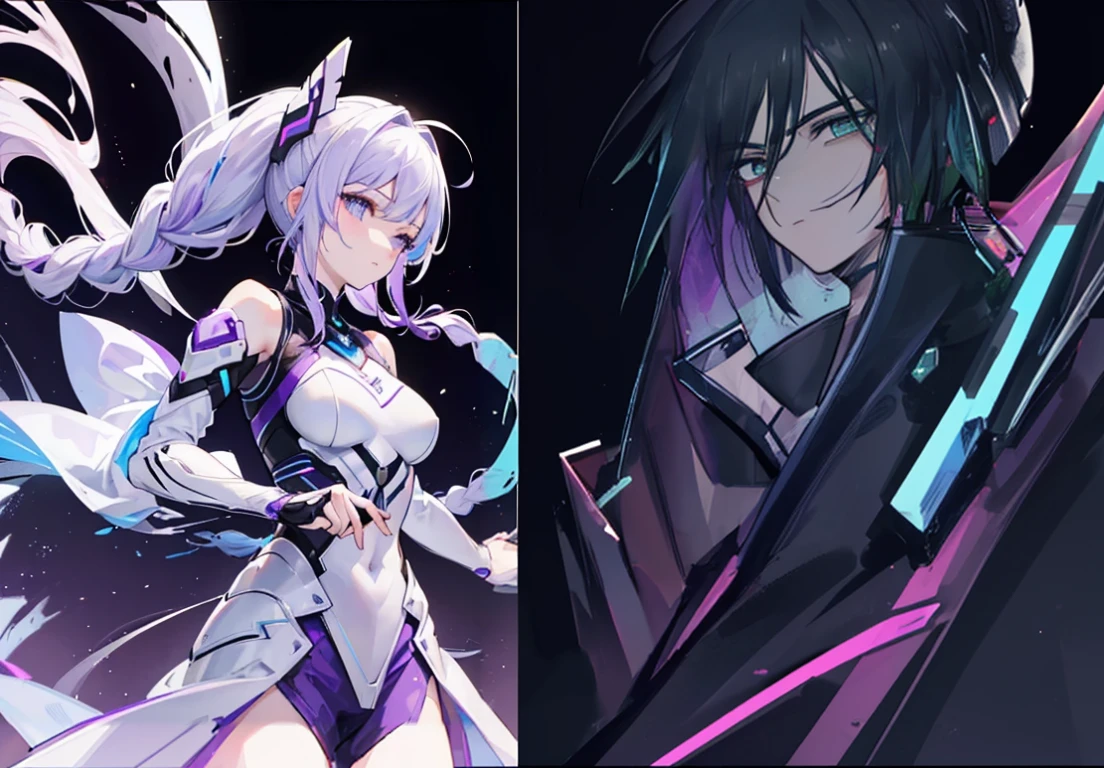 male,Inky hair,Handsome face,Cyberpunk