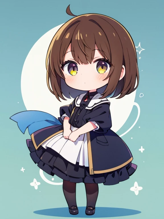 1girl,brown hair,chibi
