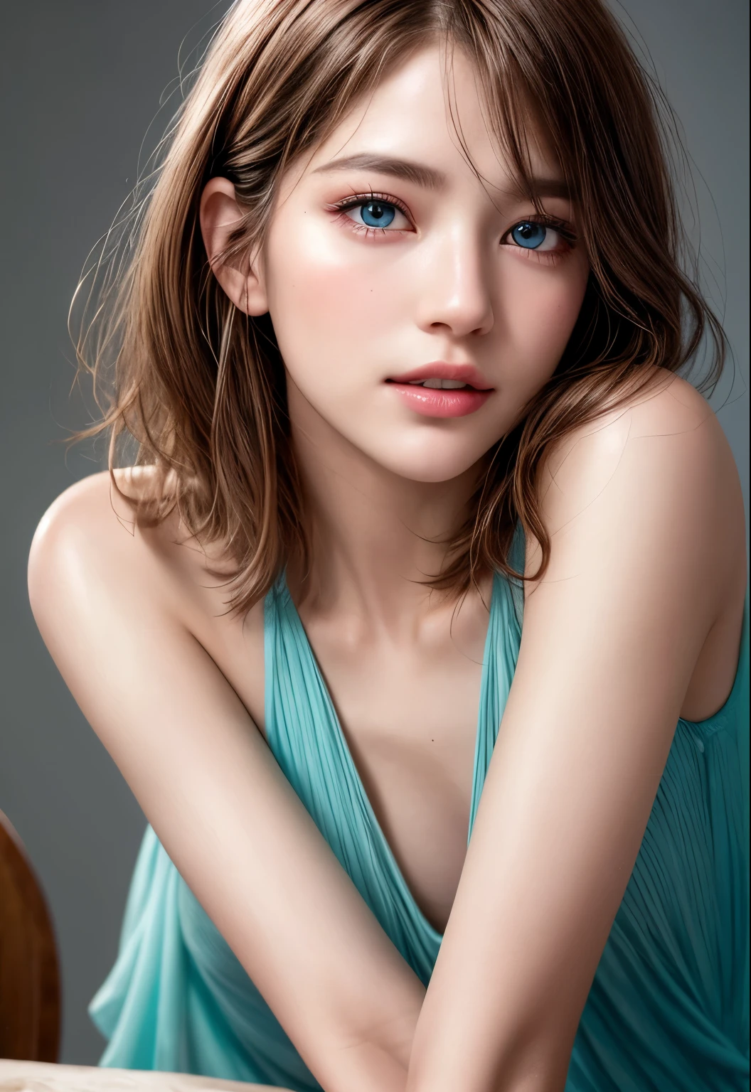 Beautiful blonde in pink no sleeve,  Very detailed, 21 years old, Innocent face, Natural wavy hair, blue eyes, high resolution, masterpiece, best quality, Intricate details, Very detailed, Clear focus, Delicate skin, Practical skin texture, texture, Delicate eyes, professional, 4K, Charming smile, Shooting with Canon, 85 mm, Shallow and deep, Kodak Vision Color, Perfect fit, Extremely detailed, photo_\(extremist\), photoPractical, Practical, Post-Processing, Maximum details, Roughness, real life, extremist Practical, Photorealism, photography, 8K Ultra HD, photography, (highest quality、table top、8k、best image quality、Award-winning work)、no sleeve, (red eyeshadow:1.2)、perfect makeup、long eyelashes、Super high-definition sparkling eyes、ultra high definition hair、ultra high resolution glossy lips、Super high resolution perfect teeth、Super high resolution cute face、brown hair、(very short straight hair:1.1)、look at me and smile、[clavicle]、accurate anatomy、With bangs、Super high resolutio n glowing skin、most detailed face、Ultra high resolution detailed faces、ultra high resolution hair、Fashion model 25 years old, [[[[chest]]]], [[[[neck]]], [shoulders]]]]], Perfect eyes, Perfect iris, Perfect lips, Perfect teeth, Perfect skin, Soft front light, Glow, HDR, (Soft color: 1.2), Best qua, a photorealistic portrait of a stunningly beautiful woman without make-up, extremely detailed light hazel eyes, detailed symmetric realistic face, extremely detailed natural texture, peach fuzz, messy hair, masterpiece, absurdres, award winning photo by lee jeffries, nikon d850 film stock photograph, kodak portra 400 camera f1.6 lens, extremely detailed, amazing, fine detail, rich colors, hyper realistic lifelike texture, dramatic lighting, unrealengine, trending on artstation, cinestill 800 tungsten, looking at the viewer, photo realistic, RAW photo, TanvirTamim, high quality, highres, sharp focus, extremely detailed, cinematic lighting, 8k uhd, kneeling