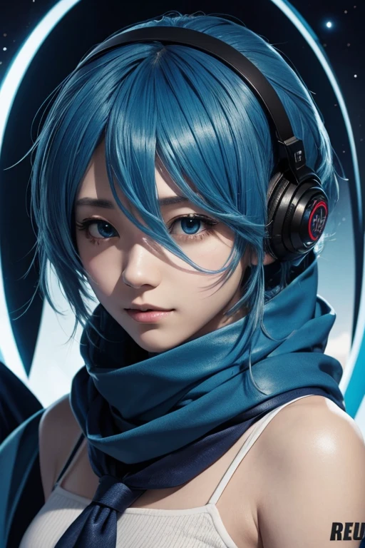 Male Vocaloid、deep Blue Hair、Blue scarf、seems kind
