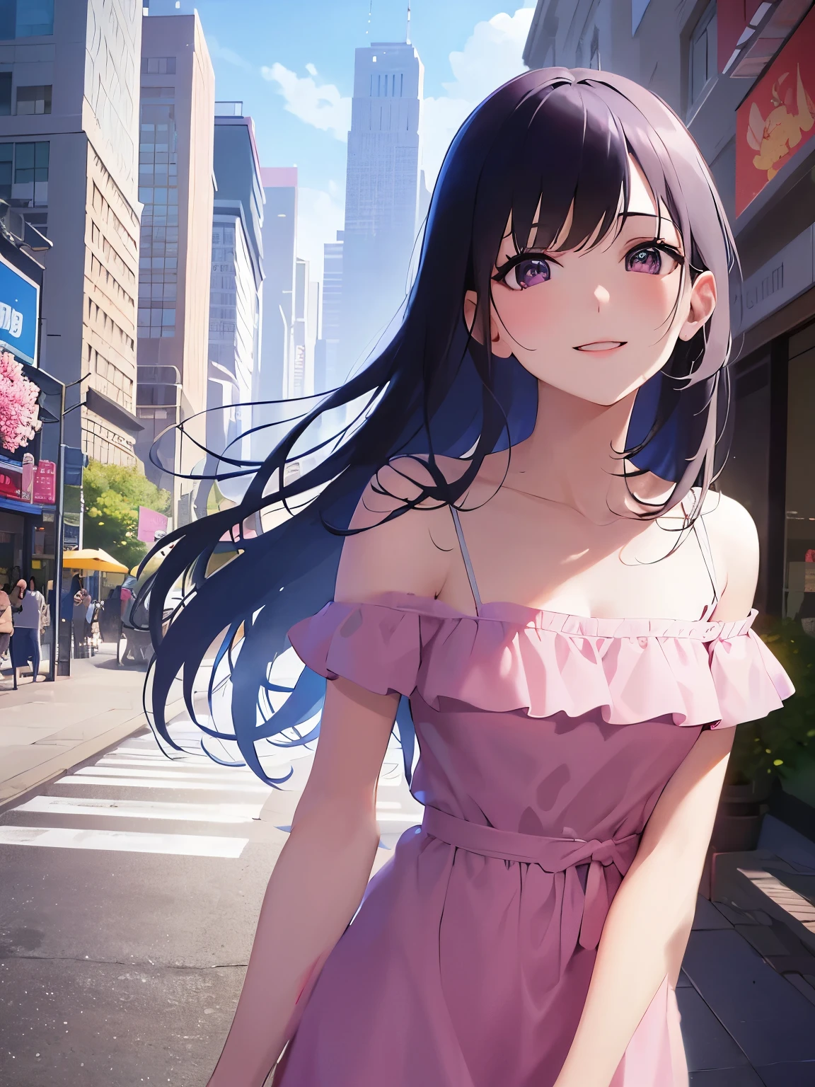 Pink off-shoulder dress:1.5