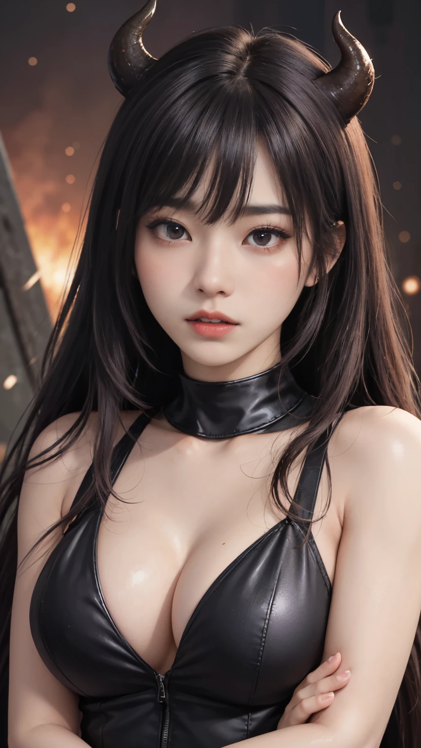 background（Black Night Sky，Big Moon），Woman close up，Wearing a white shirt、Purple Hair，Very long hair，very thick braids，Purple eyes，big ， realistic girl rendering, 8k artistic german bokeh, Enchanting girl, Realistic girl, Gurwitz, Gurwitz-style artwork, Girl Roleplay, Realistic 3D style, cgstation Popular Topics,, 8K Portrait Rendering,（Faithfulness，Faithfulness：1.4），Wear pink pajamas，巨big ，Sparkling eyes，Purple eyes、(highest quality,4K,8k,High resolution,masterpiece:1.2),Very detailed,(Realistic,photoRealistic,photo-Realistic:1.37),Mythical monster,Beast-like creature,Muscular,Six big legs,Stand like a gorilla,Red fur covering the body,two big horns,Boar tusk,Sharp Claws,huge shape,Burning Fire Magic,Energy aura,A menacing presence,Glowing Eyes,Intimidating posture,Dark Environment,Smoke-filled air,Ominous Shadow,Majestic and fierce,Explosive power,Vibrant colors,Bold,Horror art style,Dynamic configuration,Dramatic lighting,Muscle layers,large sharp teeth,Sharp Edges,Very detailedスケール,Fiery Crack,Burning Flames,Ferocious look,Burning with anger,Surrounded by sparks and embers