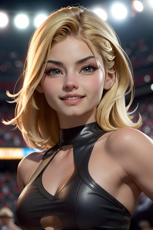 mejor calidad, profundidad de campo, cinematic light, destello de lente, trazado de rayos. 1Kristin Kreuk (cara extremadamente hermosa, Labios adorables, hermosos ojos verdes, cola de caballo) as an NFL player on a football field, ombre profonde, (cuerpo muy delgado y musculoso:1.3), ((Mira al espectador)),(Gran sonrisa:1.3), (fondo borroso),(sin gente de fondo:1.3), (Grandes ojos verdes), Mirar hacia adelante, (Mira al espectador:1.3) pecho abierto, Muy delgado, senos promedio