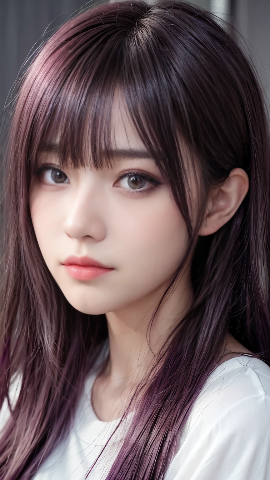 background（Black Night Sky，Big Moon），Woman close up，Wearing a white shirt、Purple Hair，Very long hair，very thick braids，Purple eyes，big ， realistic girl rendering, 8k artistic german bokeh, Enchanting girl, Realistic girl, Gurwitz, Gurwitz-style artwork, Girl Roleplay, Realistic 3D style, cgstation Popular Topics,, 8K Portrait Rendering,（Faithfulness，Faithfulness：1.4），Wear pink pajamas，巨big ，Sparkling eyes，Purple eyes
