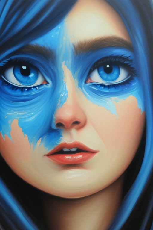 Big blue eyes oil paint