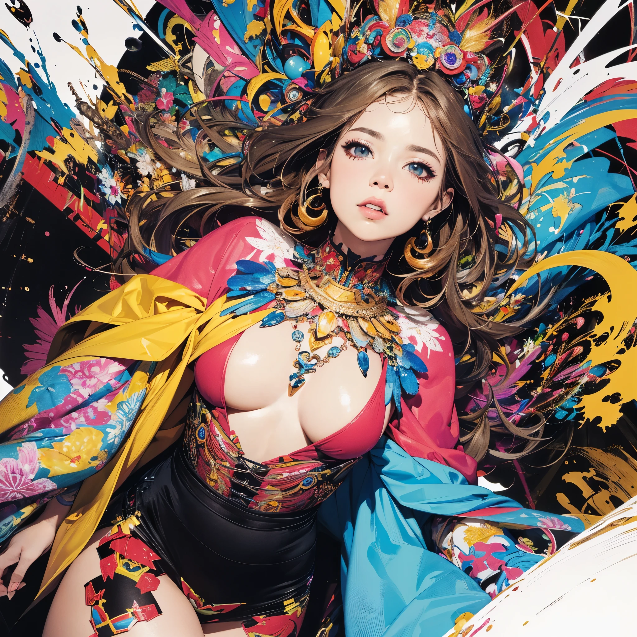 (((Official Art, unity 8k wallpaper, Very detailed, beautifully、aesthetic, masterpiece, highest quality))), (zenTangle, Mandala, Tangle, enTangle), (Fractal Art:1.3) , (((One perfect girl))), (Very detailedな裸), Dynamic Angle, Cowboy Shot, The most beautiful form of chaos, elegant, Brutal Designer, Bright colors, Romanticism, James Jean, Robbie Dowie Anton, Ross Tran, Francis Bacon, Michael Mraz, Petra Cortright, Gerhard Richter,Ashley Wood, Ecstasy,mysterious,glossy,wonderful,(((Very detailedな指))),Almost naked,flashy,Colorful,Transparent blouse,rainbow