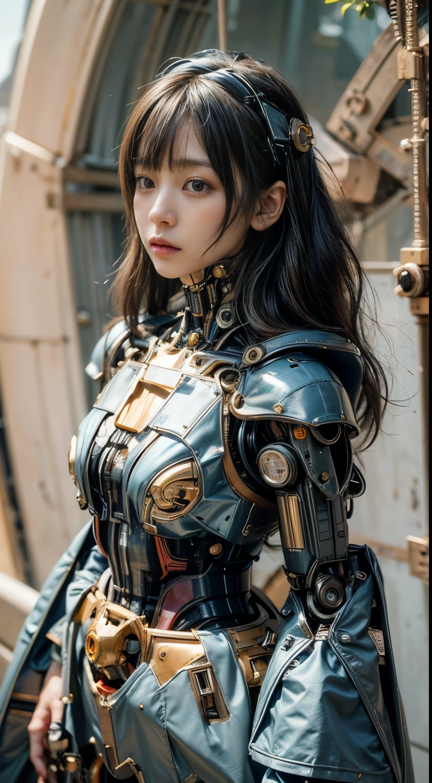 (best quality:1.2), 8k, highres, octan render, (masterpiece), extremely ultra detail, cyborgized Japanese woman, extremely ultra cute face, , skinny body, flat chest,  (blue metallic mechanical frame:1.5), (Power cables connected throughout the body), detaile up, Instead of hair, there are cables growing out of it, mechanical fusion, mechanical skeleton, bio mechanics, mechanical life-form, highly intricate detail, extremely ultra real texture, human-like skin, realistic hair, ultra realistic details, professional lighting, (realistic:1.4), (RAW photo:1.2), (photorealistic:1.37)