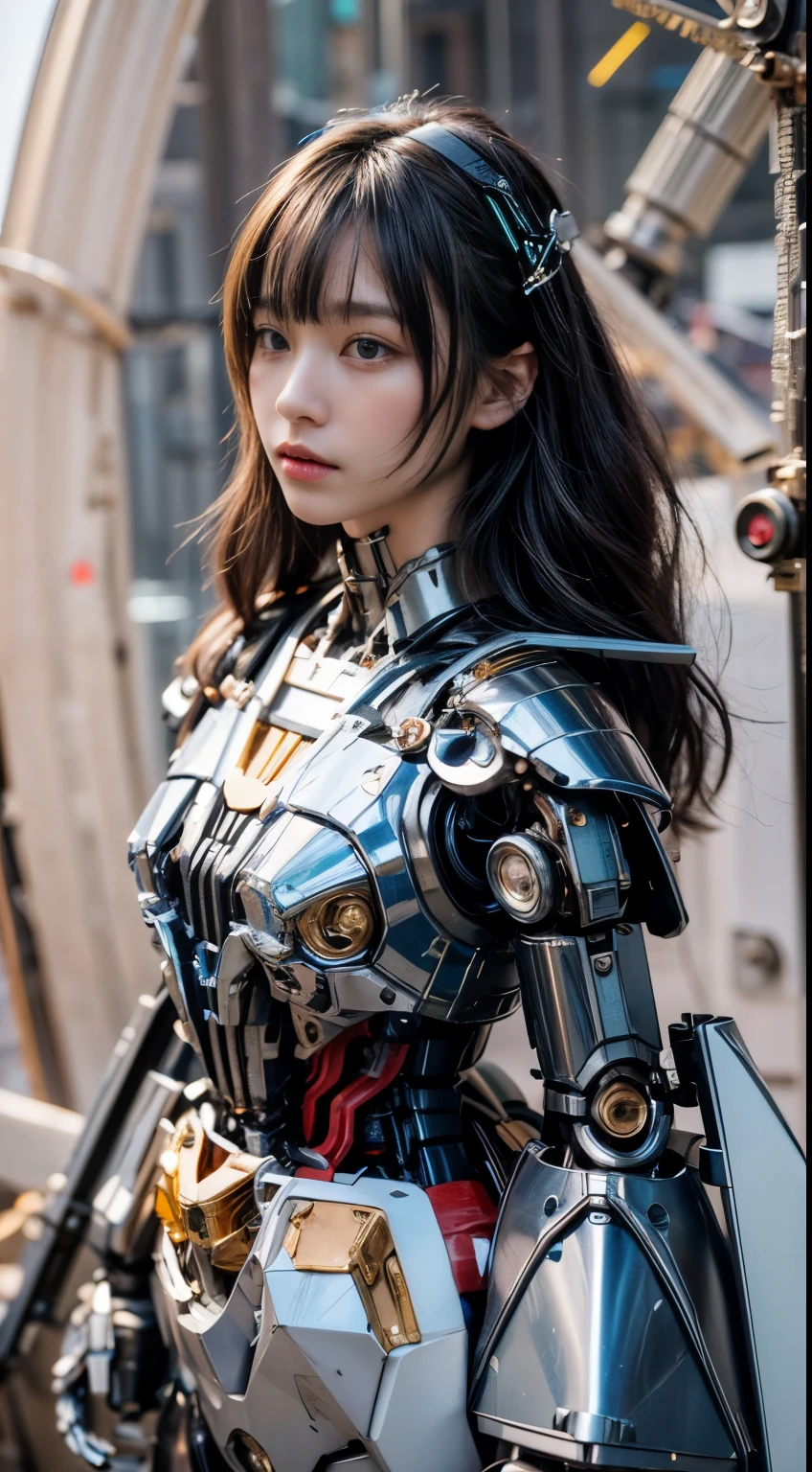 (best quality:1.2), 8k, highres, octan render, (masterpiece), extremely ultra detail, cyborgized Japanese woman, extremely ultra cute face, , skinny body, flat chest, (blue metallic mechanical frame:1.5), (Power cables connected throughout the body), detaile up, Instead of hair, there are cables growing out of it, mechanical fusion, mechanical skeleton, bio mechanics, mechanical life-form, highly intricate detail, extremely ultra real texture, human-like skin, realistic hair, ultra realistic details, professional lighting, (realistic:1.4), (RAW photo:1.2), (photorealistic:1.37)