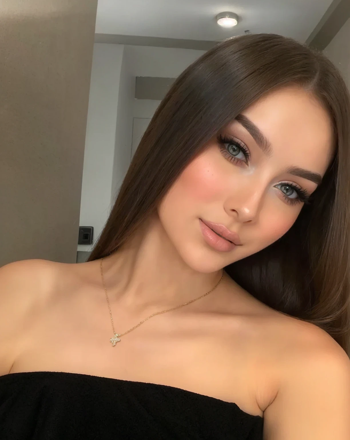 un primer plano de una mujer con un vestido negro posando para una foto, 18 years, Anna Nikonova aka Newmilky, anastasia ovchinnikova, cara perfecta ), Victoria Gavrilenko, belleza asombrosa, olivia culpo, belleza asombrosa, olga buzova, Angelina Stroganova, novia rusa, yelena belova