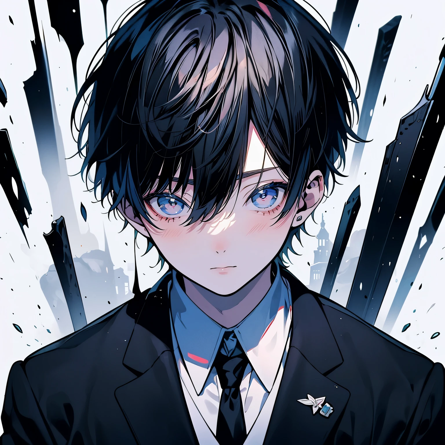 Black Hair、suit、One man、The background is white