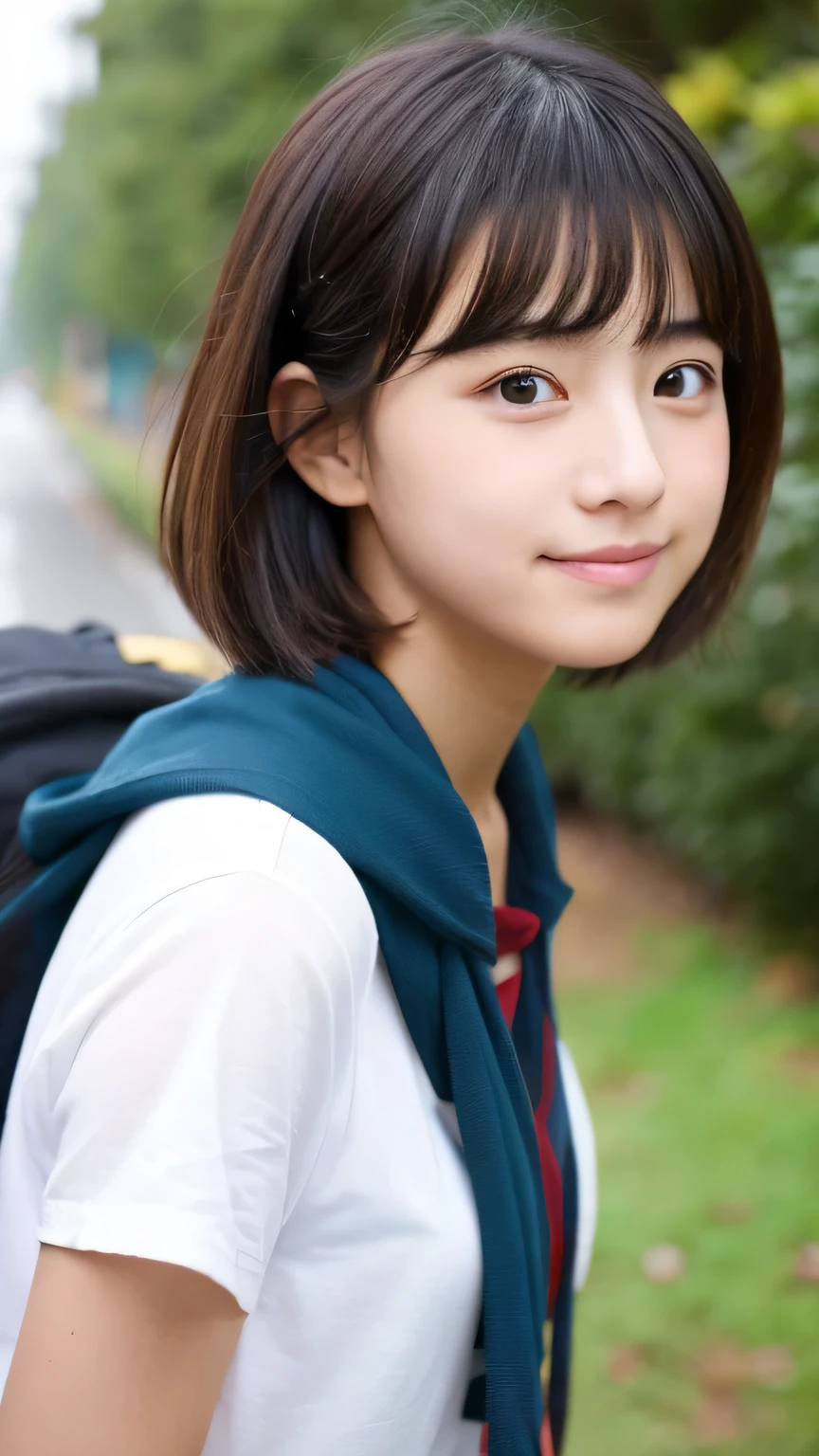 Female student very cute Natural feel boyish 16 years old Shortcut to