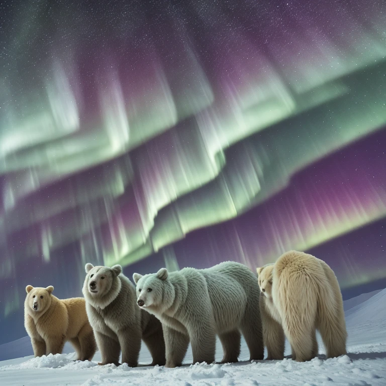 Fancy, Bear, Aurora boreal, family