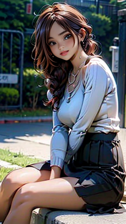 (Random Porn Pose),(Random hairstyle),(Best image quality,(8k),Ultra-realistic,最high quality, high quality, High resolution, high quality texture,High detail,Beautiful details,Fine details,Highly detailed CG,Detailed Texture,Realistic facial expression,masterpiece,Presence),Cropped sweater,Tight mini skirt,stockings,Engineer boot、Older sister sitting、Sit flat、Forehead is completely exposed、Large Necklace、Large swaying earrings、