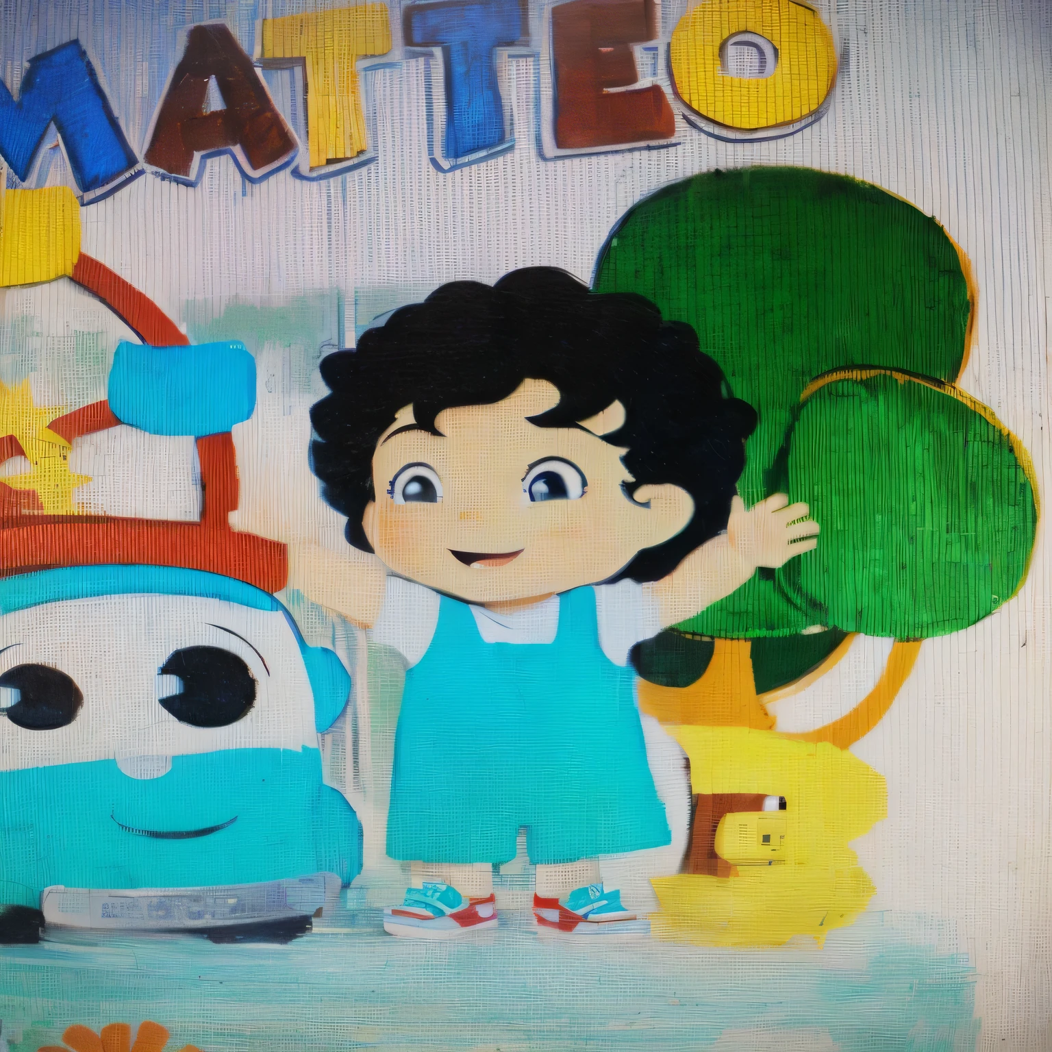 there is a cartoon image of a boy and a , desenho animado , programa de TV , imagem de desenho animado, animation character, 😃😀😄☺🙃😉😗, em estilo cartoon, desenho animado ainda, fosco, Printed animation poster, illustration for children, Carlos Bowater, arte promocional, Diego5, pintura de desenho animado, Admirador de arte, mateus 9 5