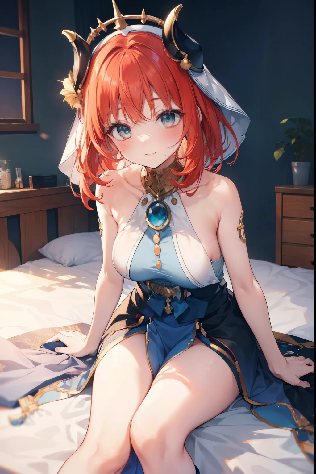 Niiro、blush,smile、Red hair、Usual clothes、Combat Uniform、Show me your armpits、Shoulder Bare、The clavicle is visible、Sexy thighs、Beautiful feet、Usual hairstyle、highest quality, High resolution, unity 8k wallpaper, (shape:0.8), (Beautiful and beautiful eyes:1.6), Highly detailed face, Perfect lighting, Extremely detailed CG, (Perfect hands, Perfect Anatomy),