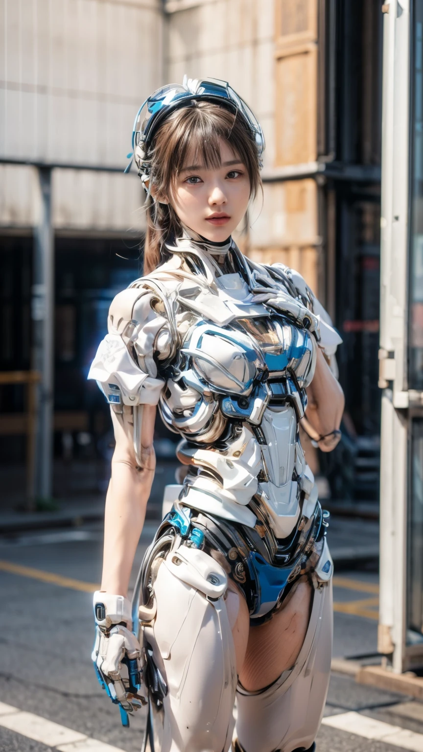 (best quality:1.2), 8k, highres, octan render, (masterpiece), extremely ultra detail, cyborgized Japanese woman, extremely ultra cute face, , skinny body, flat chest,  (blue metallic mechanical frame:1.5), (Power cables connected throughout the body), detaile up, Instead of hair, there are cables growing out of it, mechanical fusion, mechanical skeleton, bio mechanics, mechanical life-form, highly intricate detail, extremely ultra real texture, human-like skin, realistic hair, ultra realistic details, professional lighting, (realistic:1.4), (RAW photo:1.2), (photorealistic:1.37)