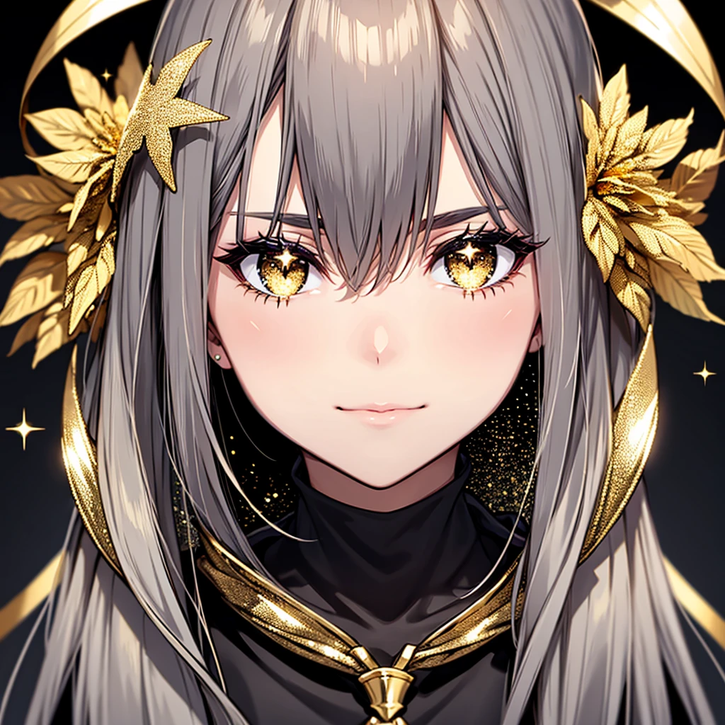 a grayish black background with gold glitter