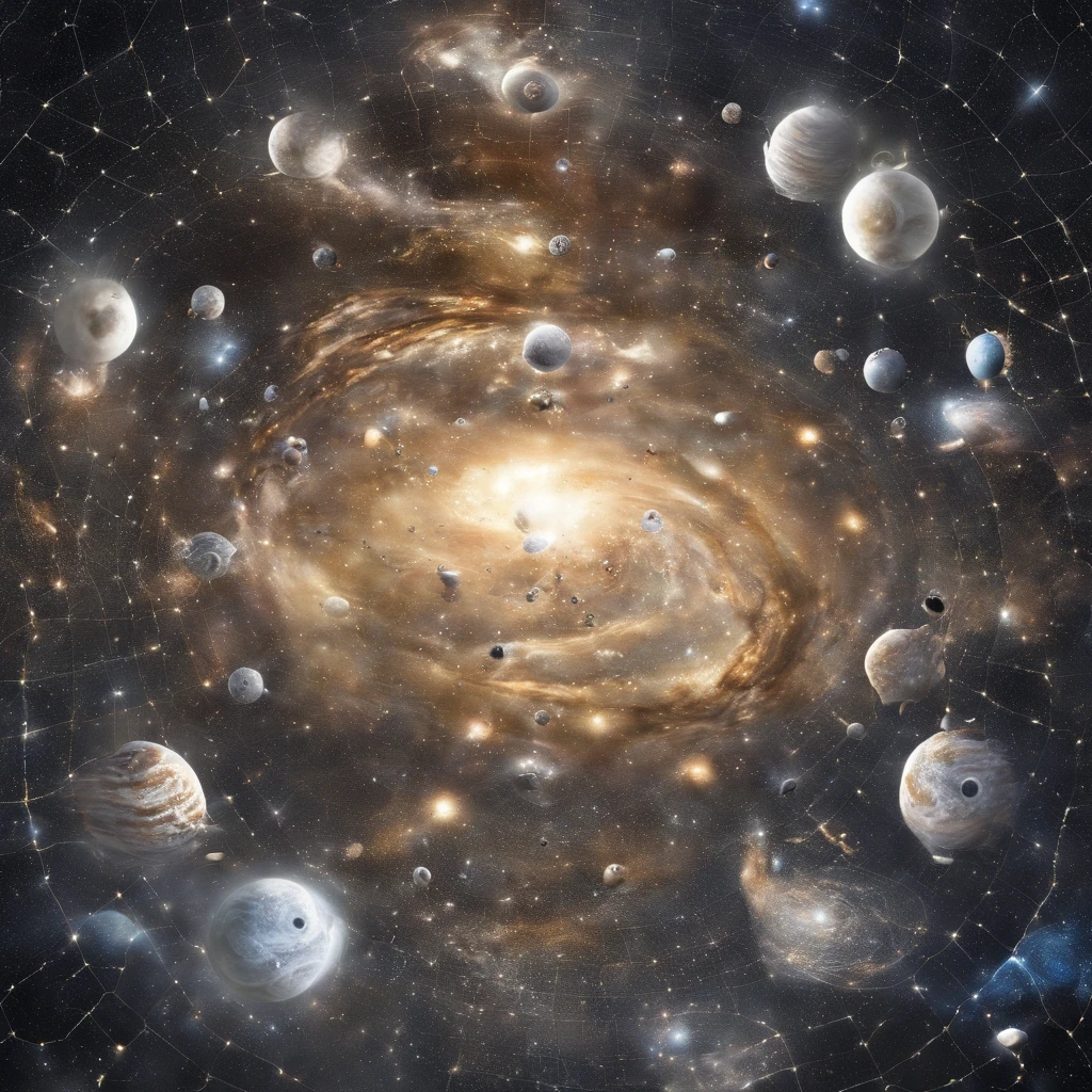 first,The parallel universe can be thought of as a giant beehive system,Each hive represents a possible universe。In each hive,There are countless possibilities,Each possibility represents a different event、Choices and Results。Each choice is like choosing a path in a hive.,The other paths not chosen correspond to other possible universes。
1. **Hive structure**:Describe the structure of the entire universe model,It can be likened to a complex network consisting of countless beehives.。Each hive represents a possible universe,The hives are connected to each other in some way.,Form a whole。
2. **Choices and consequences**:Describe the choices faced by individuals or characters in each hive,and the different outcomes that each choice may lead to。These Choices and Results can be physical actions、Thinking Decision、Even the interactions between universes。
3. **Role and identity**:Describe the roles or individuals in each hive,and their identities、Features and goals。These characters can be human、animal、Alien life, etc.,They may have different identities and destinies in different universes.。
4. **Interaction and influence**:Describe the interactions and impacts between different hives,That is, how the choices of one universe affect the development and outcomes of other universes。This could involve information transfer between parallel universes、Energy exchange mechanisms。
5. **Stability and dynamics of the model**:Describing the stability and dynamics of cosmological models,That is, the possible changes between universes、Evolution and Steady State。This can involve the interaction between parallel universes、Evolutionary laws, etc.。
Through these descriptions,Constructing a more comprehensive and detailed model of parallel universes,So as to better understand and explore the mysteries and possibilities。