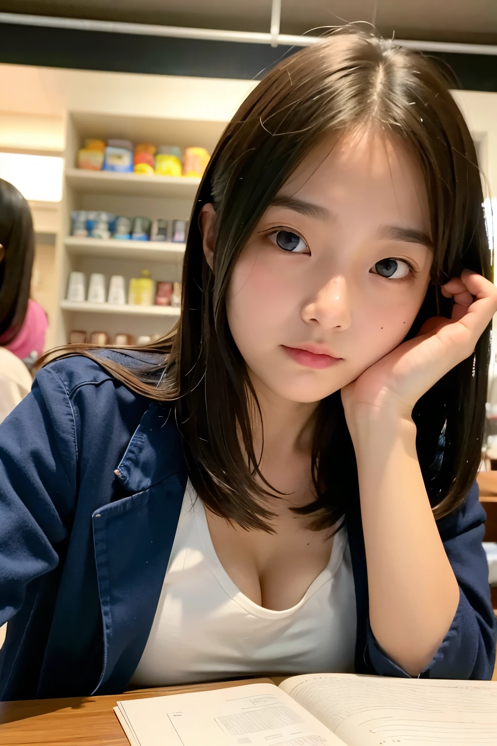((highest quality)), ((Tabletop)), (detailed), Perfect Face、-yeld gicamisole、The lender's organization is very short、he is short、Laughter、city(Tokyo cityscape)