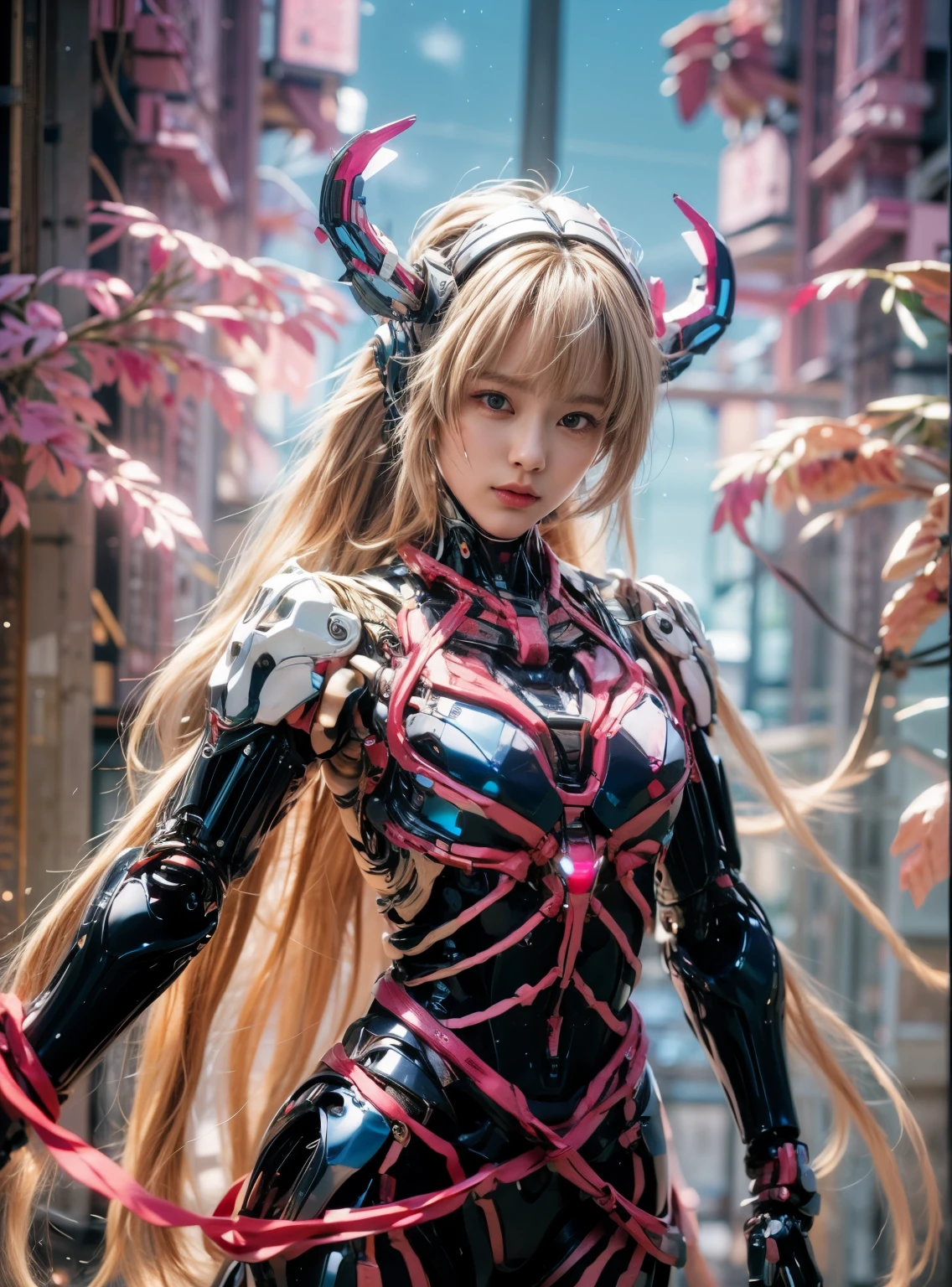 (best quality:1.2), 8k, highres, octan render, (masterpiece), extremely ultra detail, cyborgized Japanese woman, extremely ultra cute face, , skinny body, flat chest, (blue metallic mechanical frame:1.5), (Power cables connected throughout the body), detaile up, Instead of hair, there are cables growing out of it, mechanical fusion, mechanical skeleton, bio mechanics, mechanical life-form, highly intricate detail, extremely ultra real texture, human-like skin, realistic hair, ultra realistic details, professional lighting, (realistic:1.4), (RAW photo:1.2), (photorealistic:1.37)
