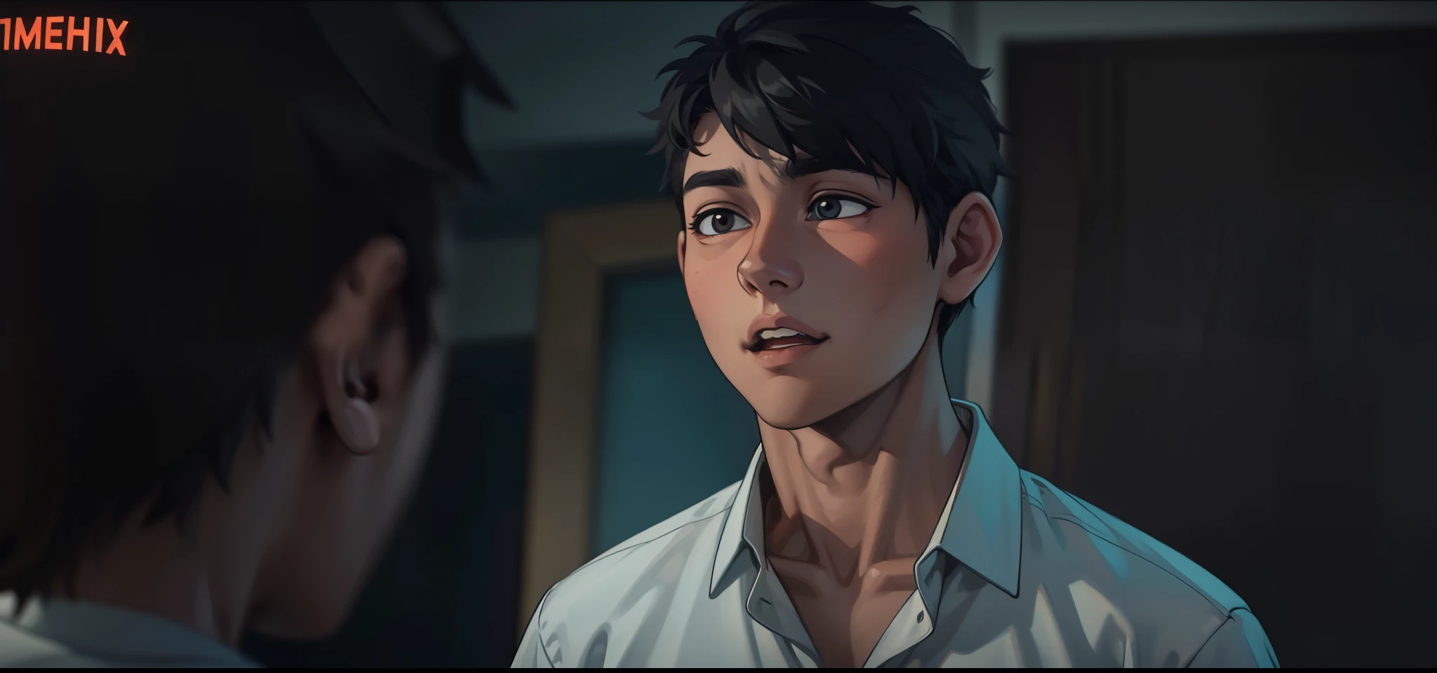 There is a cute 17 year old boy who is thoughtful, bewildered, curious, amazed.