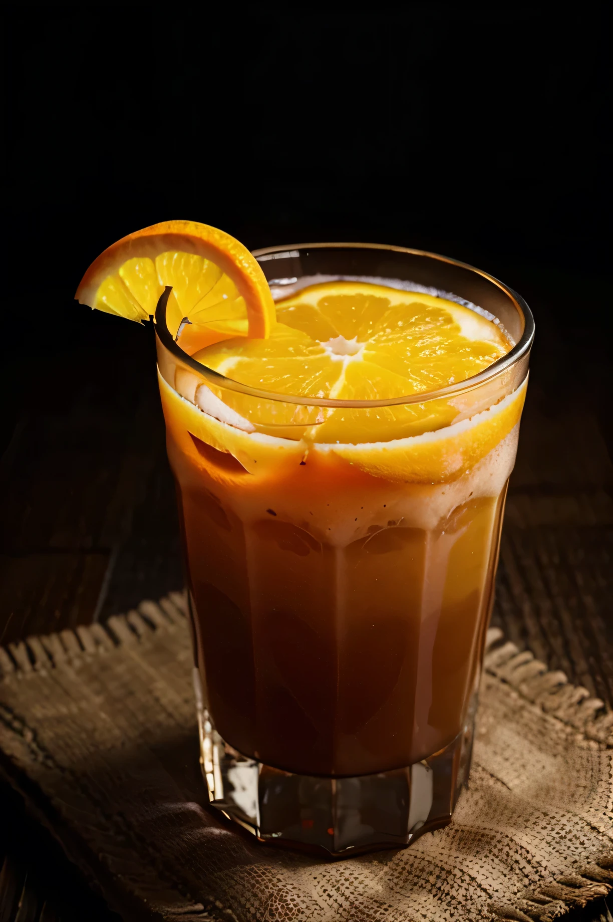 drink, juicy, with orange, dark background, cup glass bring bring