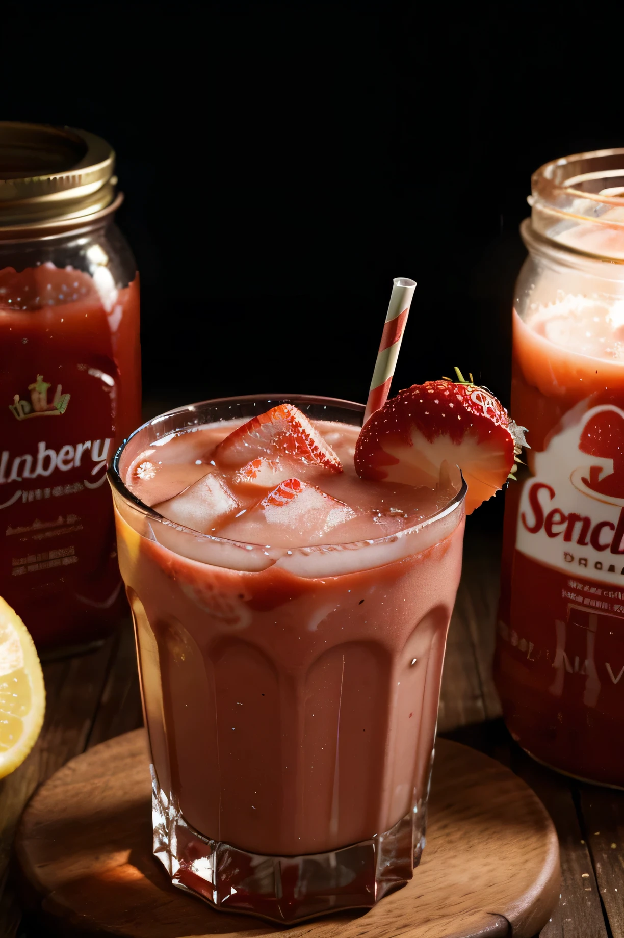 add strawberry and the drink come out to top with lighting effect