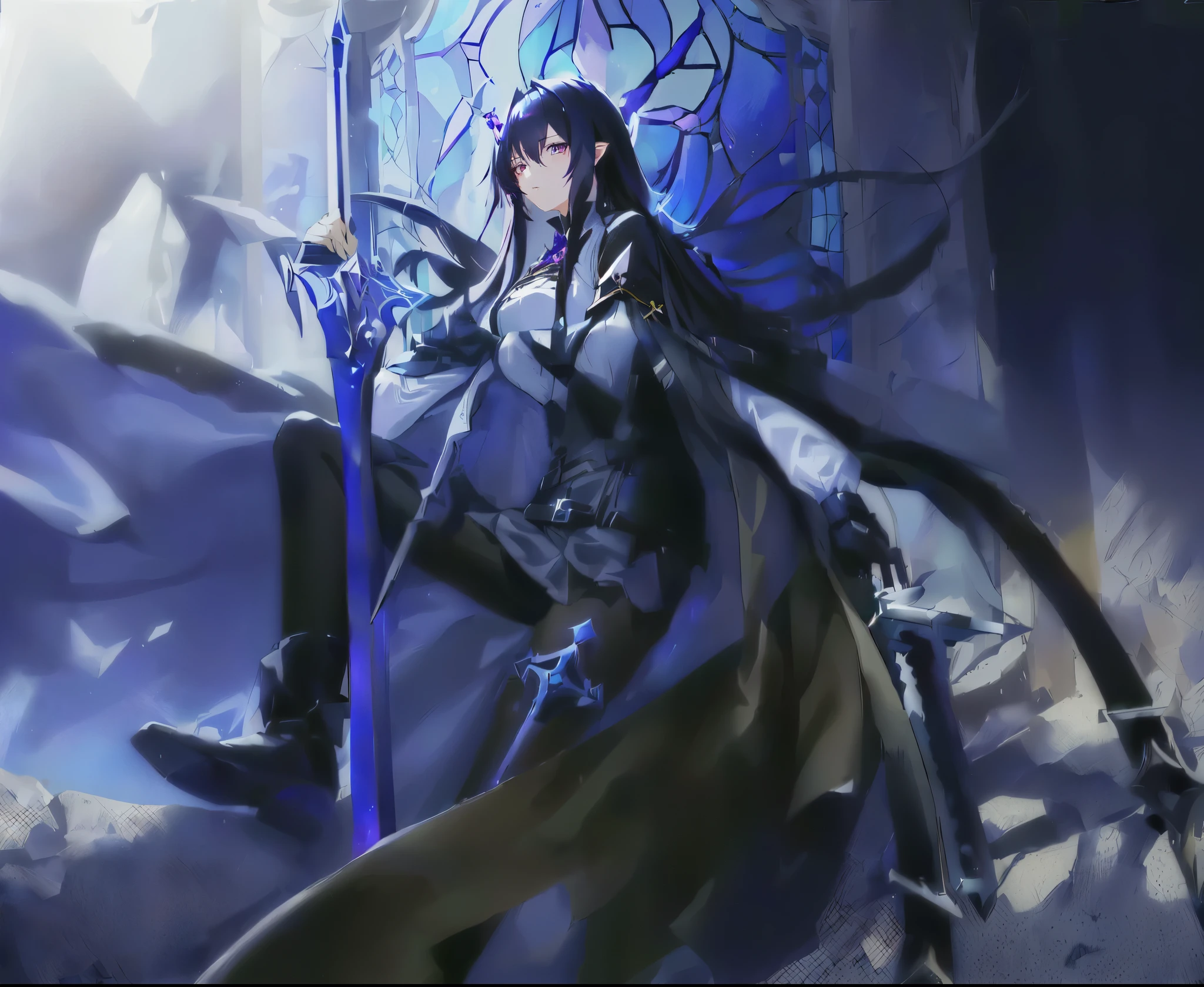 Dark purple long hair girl,Bad guy anime 8k, Detailed key animation art, From Arknights, Anime Art Wallpaper 4k, Anime Art Wallpaper 4K, Albedo from the anime Overlord, best anime 4k konachan wallpapers, Zero Art, anime art wallpaper 8 k