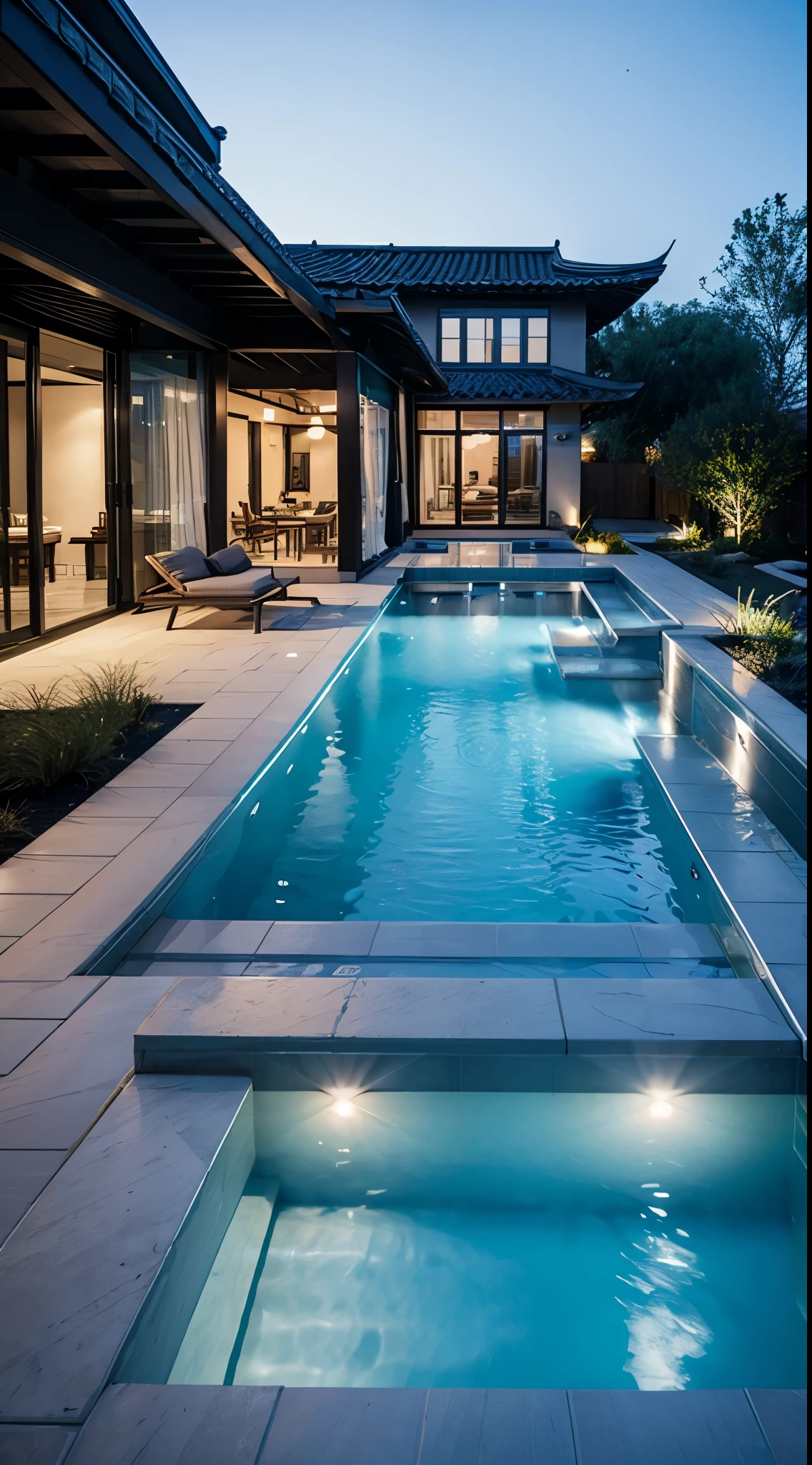 Smart Pools: Integration with smart home technology for features like automated temperature control, lighting, and water features., glass pool