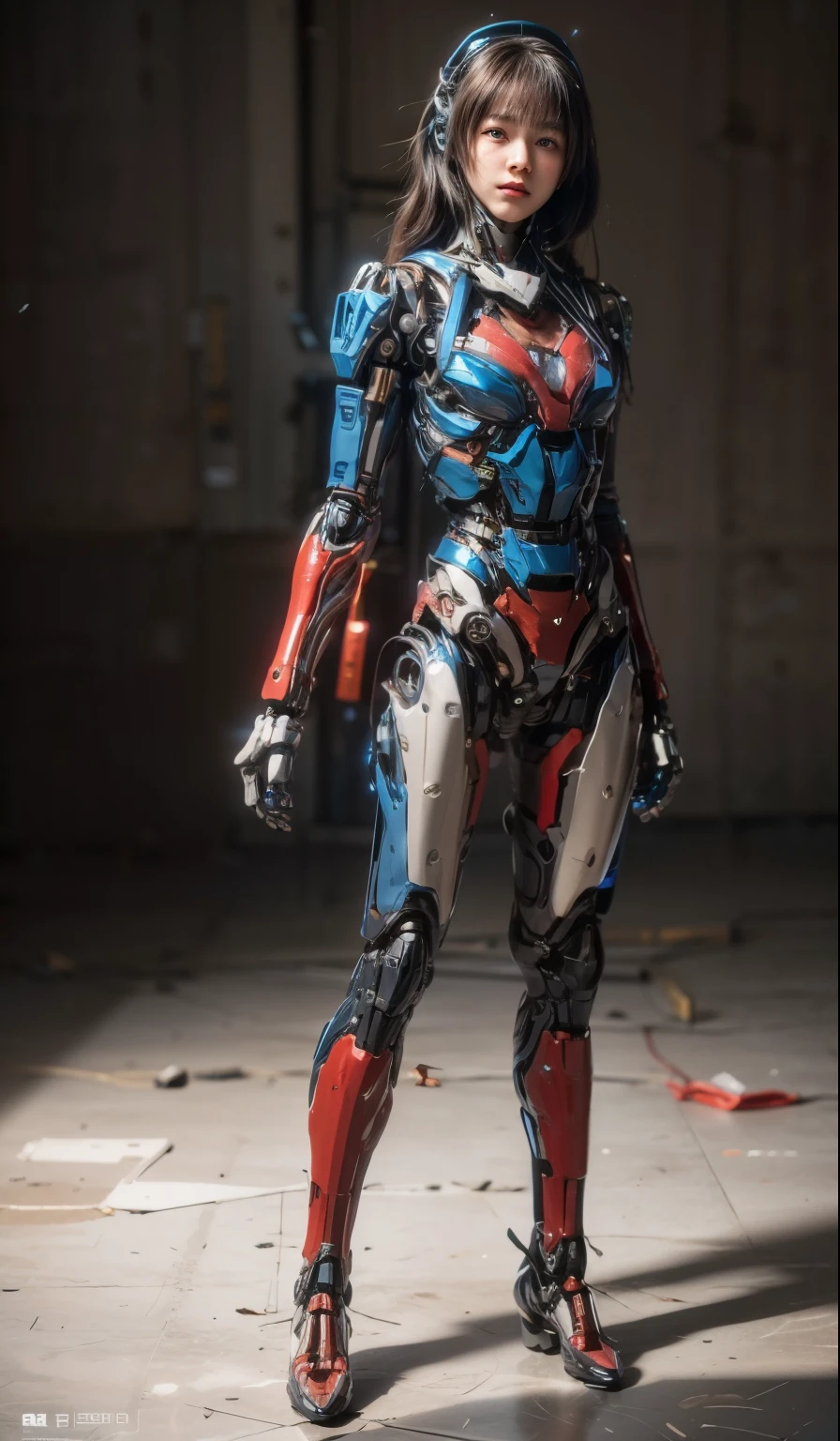 (best quality:1.2), 8k, highres, octan render, (masterpiece), extremely ultra detail, cyborgized Japanese woman, extremely ultra cute face, , skinny body, flat chest, (blue metallic mechanical frame:1.5), (Power cables connected throughout the body), detaile up, Instead of hair, there are cables growing out of it, mechanical fusion, mechanical skeleton, bio mechanics, mechanical life-form, highly intricate detail, extremely ultra real texture, human-like skin, realistic hair, ultra realistic details, professional lighting, (realistic:1.4), (RAW photo:1.2), (photorealistic:1.37)