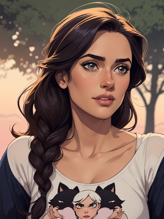 Personagem Salma Hayek (nua roupas nua pelada sem roupas) imagem de desenho animado de uma mulher jovem .cartoon style illustration, estilo de arte dos desenhos animados,digital illustration style, design de personagens altamente detalhado, arte digital detalhada profissional, floresta Design de personagens de retrato, beautiful digital illustration, retrato de alta qualidade, Arte em quadrinhos, mulher jovem. expression of sexual desire well-aligned braided hair . Roupas leves de primavera