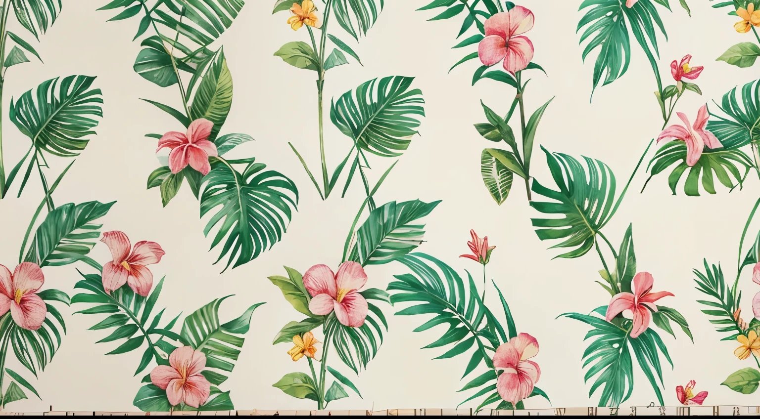 row seamless of rolled multi colour graphic pattern tropical floral