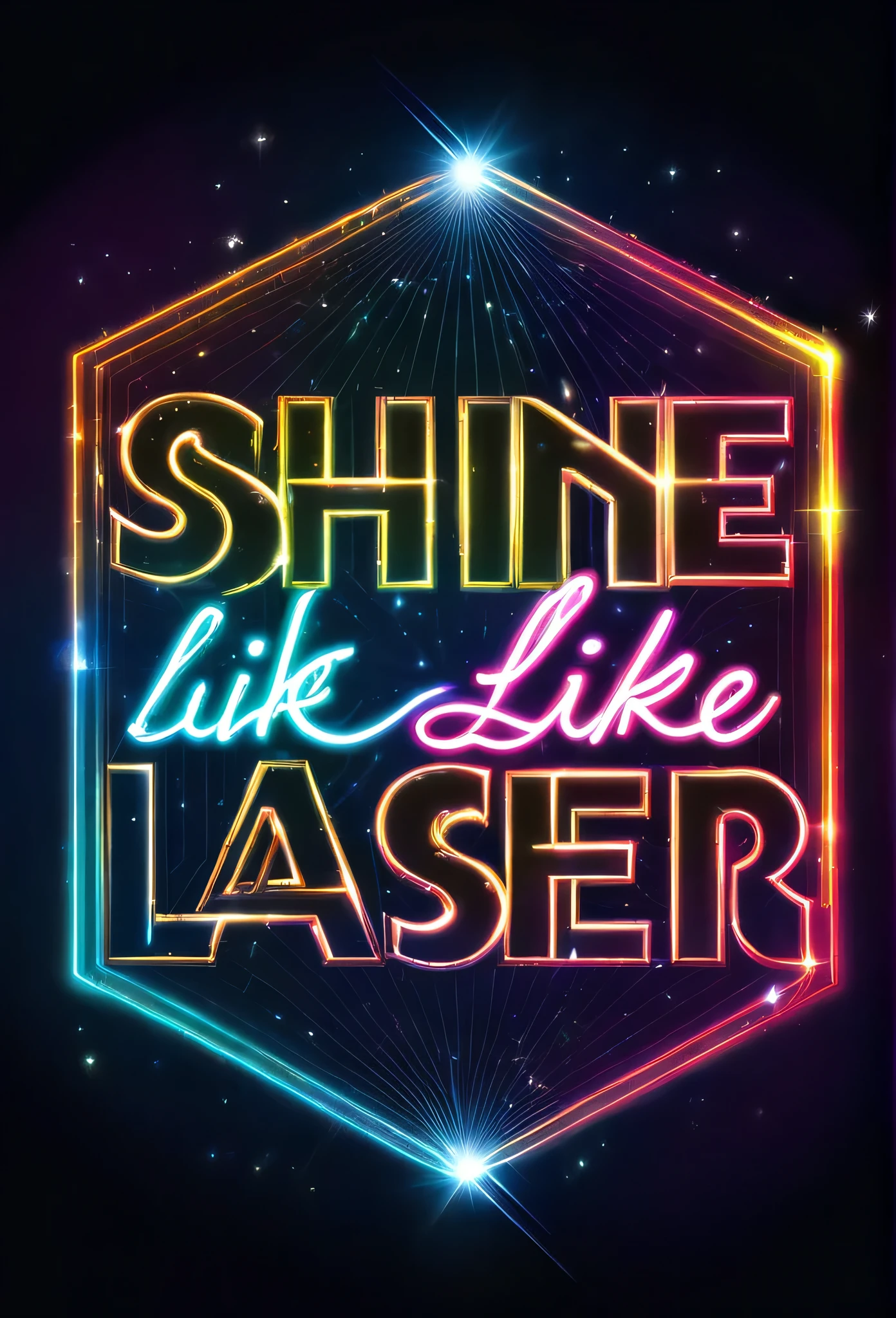 A logo featuring the words shine like lasers