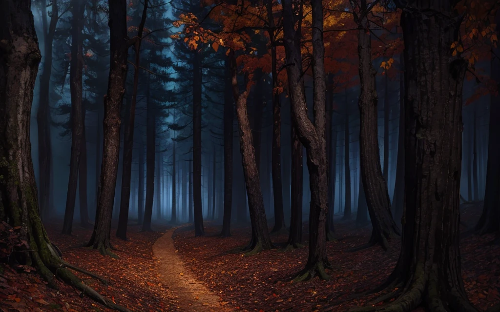 (masterpiece), best quality, dark, anime background, forest, night