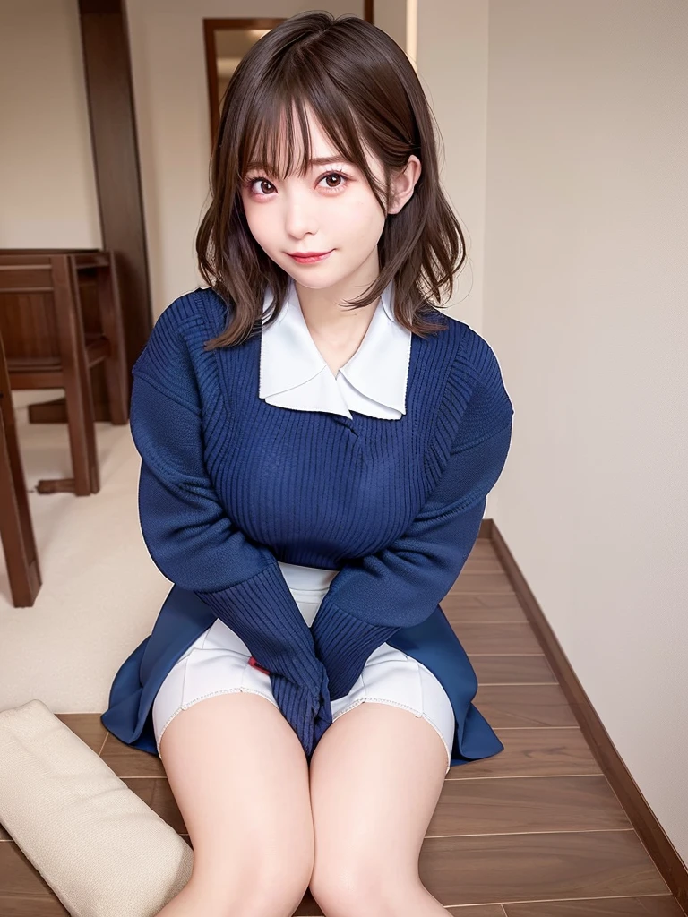 masutepiece, Best Quality, Illustration, Ultra-detailed, finely detail, hight resolution, 8K Wallpaper, Perfect dynamic composition, Beautiful detailed eyes,short bob, mid-chest, Natural Color Lip, Random and sexy poses,Smile,26 years girl、Colossal tits、Examination room、Red High-Neck Sweater: A cozy red sweater with a high neckline, perfect for chilly days. It adds warmth and style to your ensemble. Navy Blue Pencil Skirt: A classic and elegant choice. The pencil skirt typically falls just below the knee, creating a flattering silhouette1. Sheer Stockings: These delicate stockings add a touch of sophistication. They’re lightweight and perfect for pairing with skirts or dresses.doctor coat Blue High-Heeled Shoes: Elevate your look with blue high-heeled shoes. They elongate your legs and add a polished touch. Brown Hair: Your natural hair color complements the overall outfit. It’s versatile and goes well with various styles. White Coat (Like a Doctor): The white coat adds a professional touch, reminiscent of a doctor’s attire. It’s a symbol of authority and expertise.