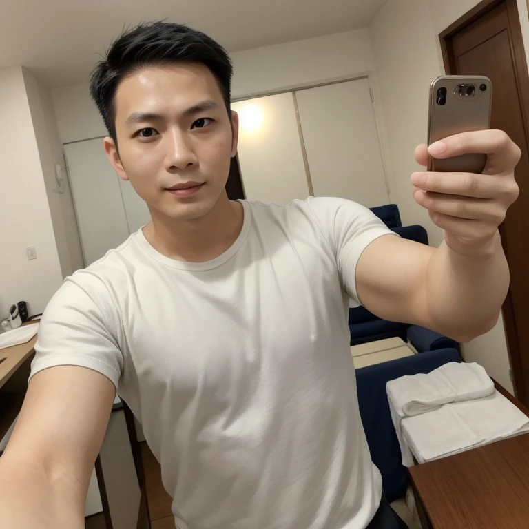 Realism,Selfie，a Taiwanese man，37 years old，Average body，clean，Have temperament，indoor，Tasteful