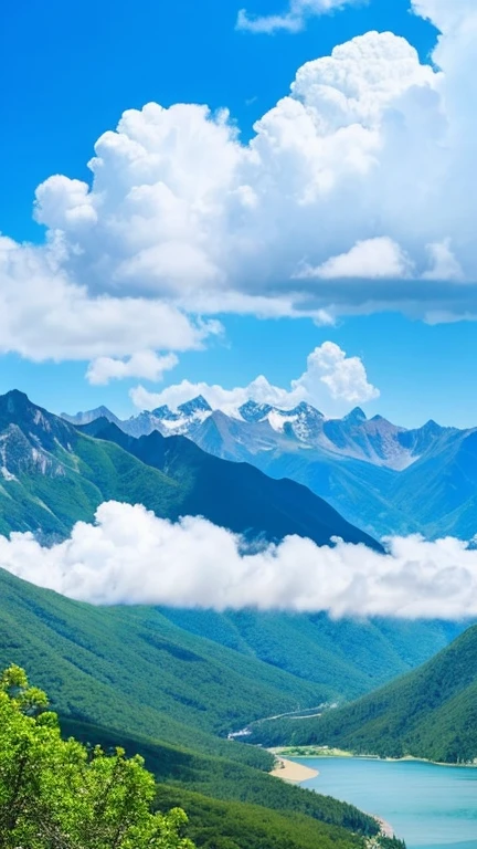 A realistic picture、Mountain々、High Mountain、Spectacular views、cumulonimbus、summer、Daytime