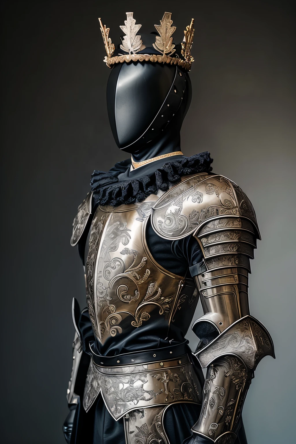 LaceArmor, golden_armor, helmet, solo, shoulder armor,  pauldrons, rose, crown, Spark，

