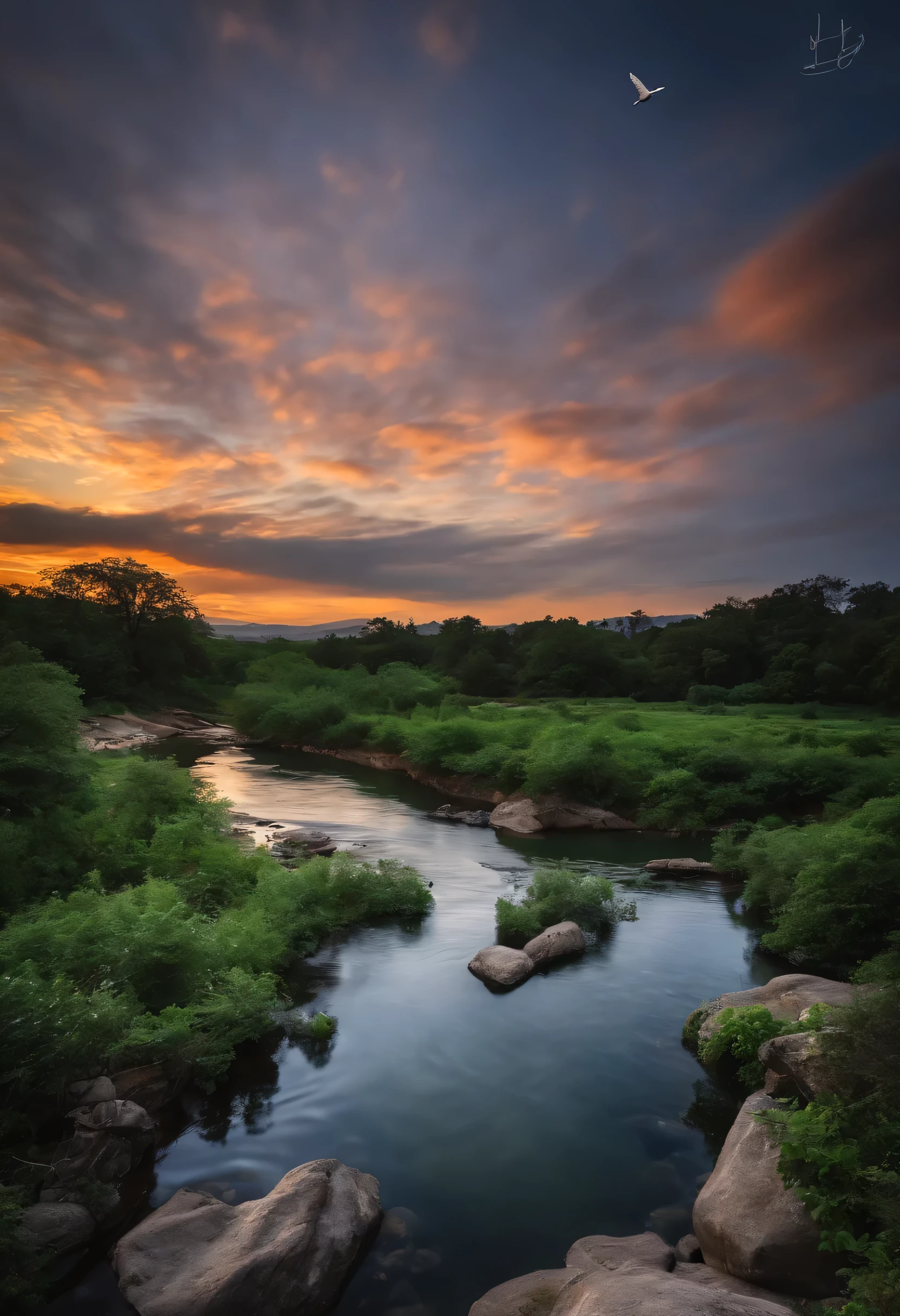 The geese fly long and fast,Ichthyosaur dives into the water。Last night, Dream Pool Falls,。Spring water in the river