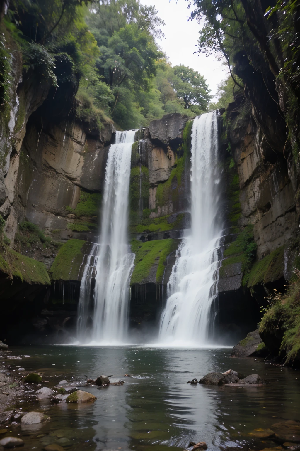Photograph of the beautiful waterfall view