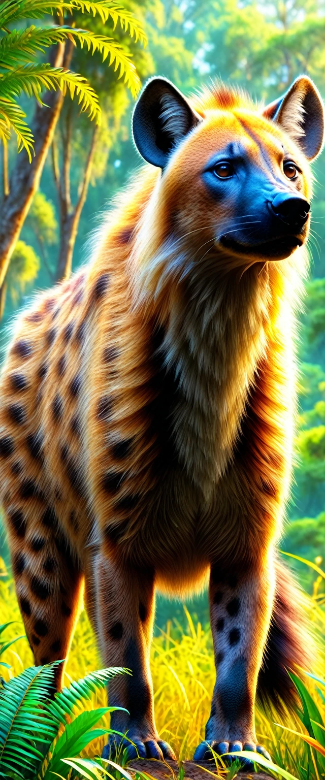 animal, (best quality, 4k, 8k, high resolution, masterpiece: 1.2), ultra-detailed, (realistic, photorealistic, photorealistic: 1.37),((( HYENA:1.3))), wildlife, majestic, fierce, powerful, untamed, in its natural habitat, vibrant colors, sharp focus, detailed textures, professional lighting, dynamic composition, stunning, safari adventure, animal kingdom, elegant movements, exotic species, intricate patterns, diverse ecosystems, rare species discovered, hidden beauty, Immersive experience, close-ups, stunning wildlife portraits, panoramic views, captivating moments, artistic interpretation, loyal companions, deep bond, human-animal connection, animal intelligence, intricate behavior, animal instincts, endangered species, conservation efforts, capturing the essence of nature, stunning and breathtaking landscapes.
