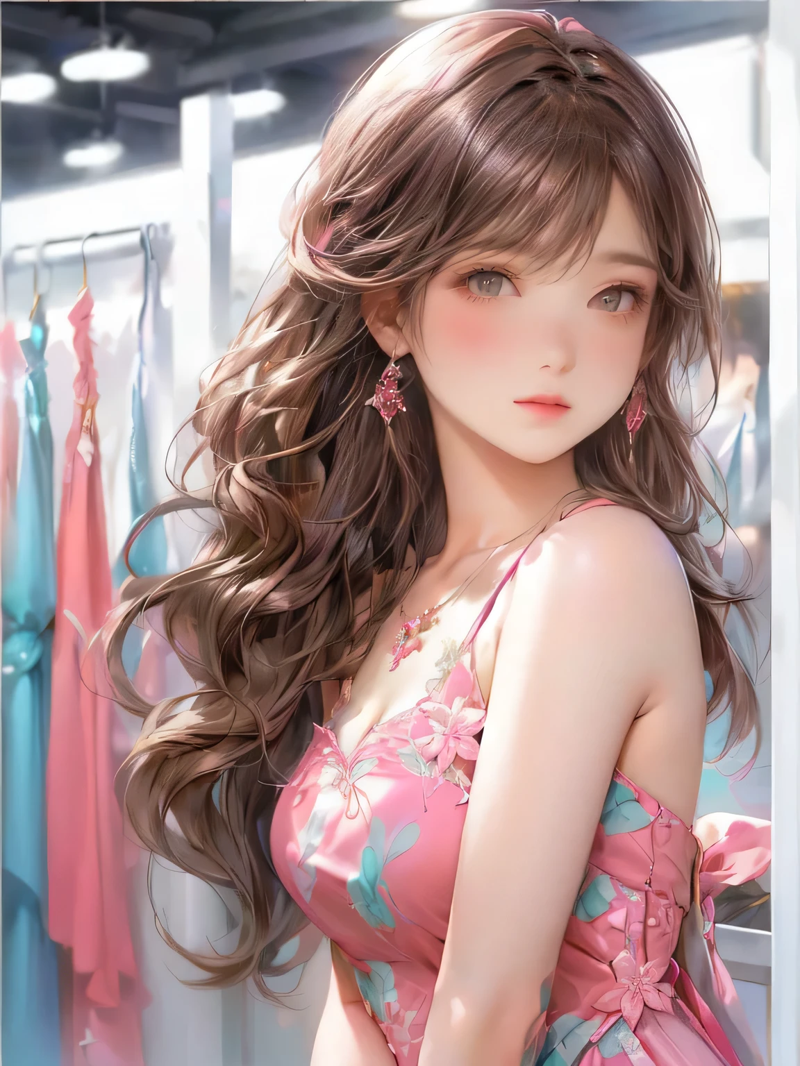 Anime girl in a pink dress with long hair and earrings, Enchanting anime girl, Beautiful Anime Girls, Attractive anime girl, Smooth anime CG art, Beautiful and attractive anime woman, Cute Anime Girl, Beautiful Anime Woman, Beautiful and attractive anime teen, Cute Anime Girl, Digital anime illustration, Trending on cgstation, Digital anime art, Cute anime waifu in a nice dress