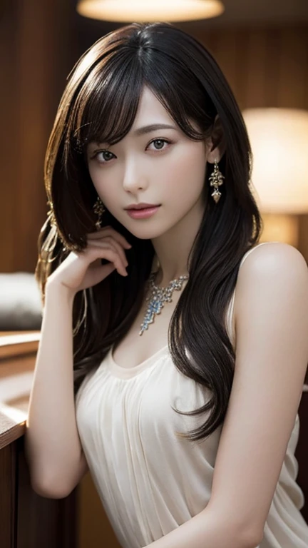 最high quality, masterpiece, High resolution, One Girl,whole body、dress,High heels,hair ornaments,necklace, jewelry,Beautiful Face,in addition_body, Tyndall effect,Realistic, Dark studio, Rim Light, Two-tone lighting,(Skin with attention to detail:1.2), 8K Ultra HD, Digital SLR, Soft lighting, high quality, Volumetric lighting, Frank, photograph, High resolution, 4K, 8k, Bokeh,