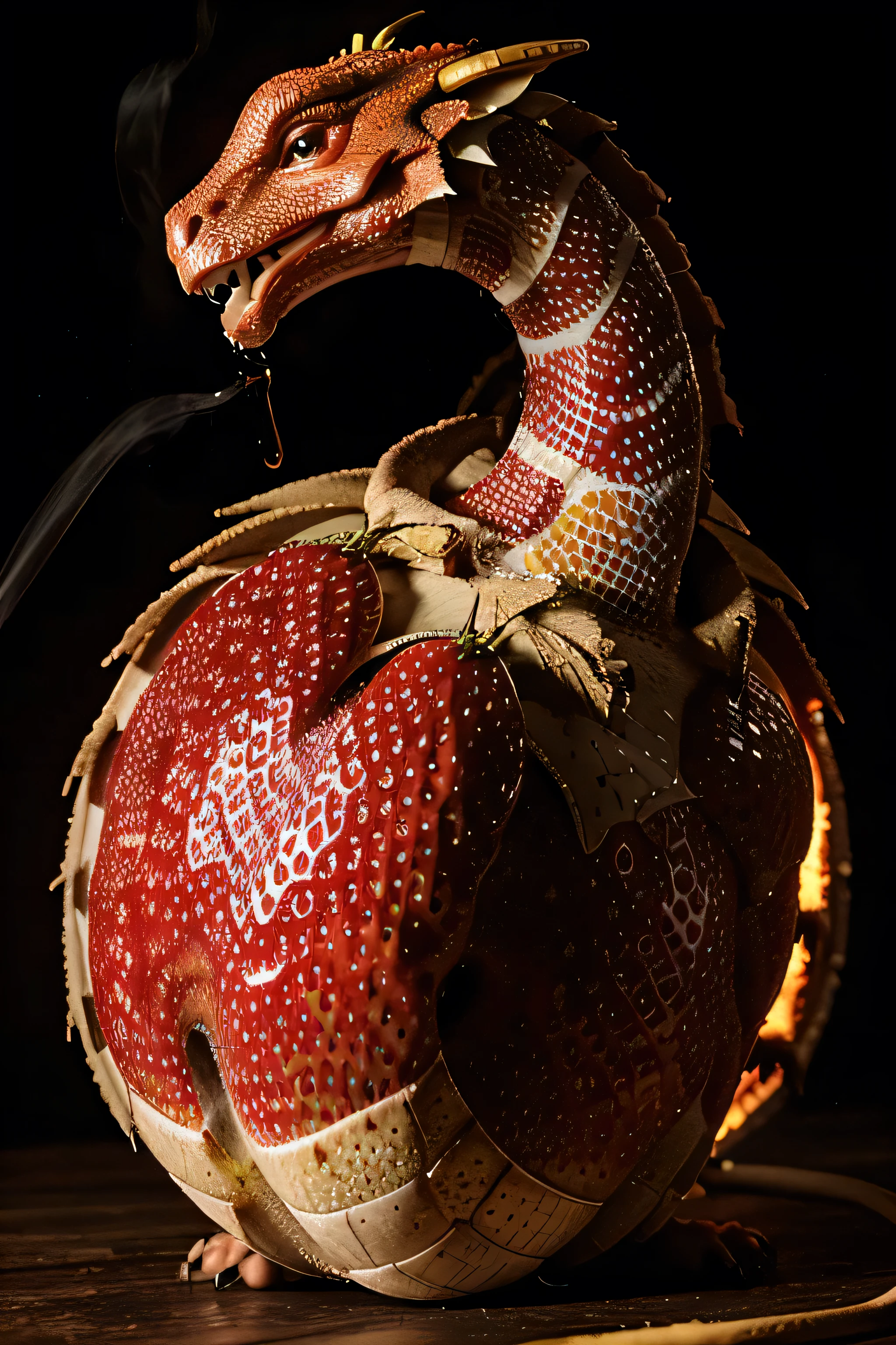 fire dragon big strawberry smoke
