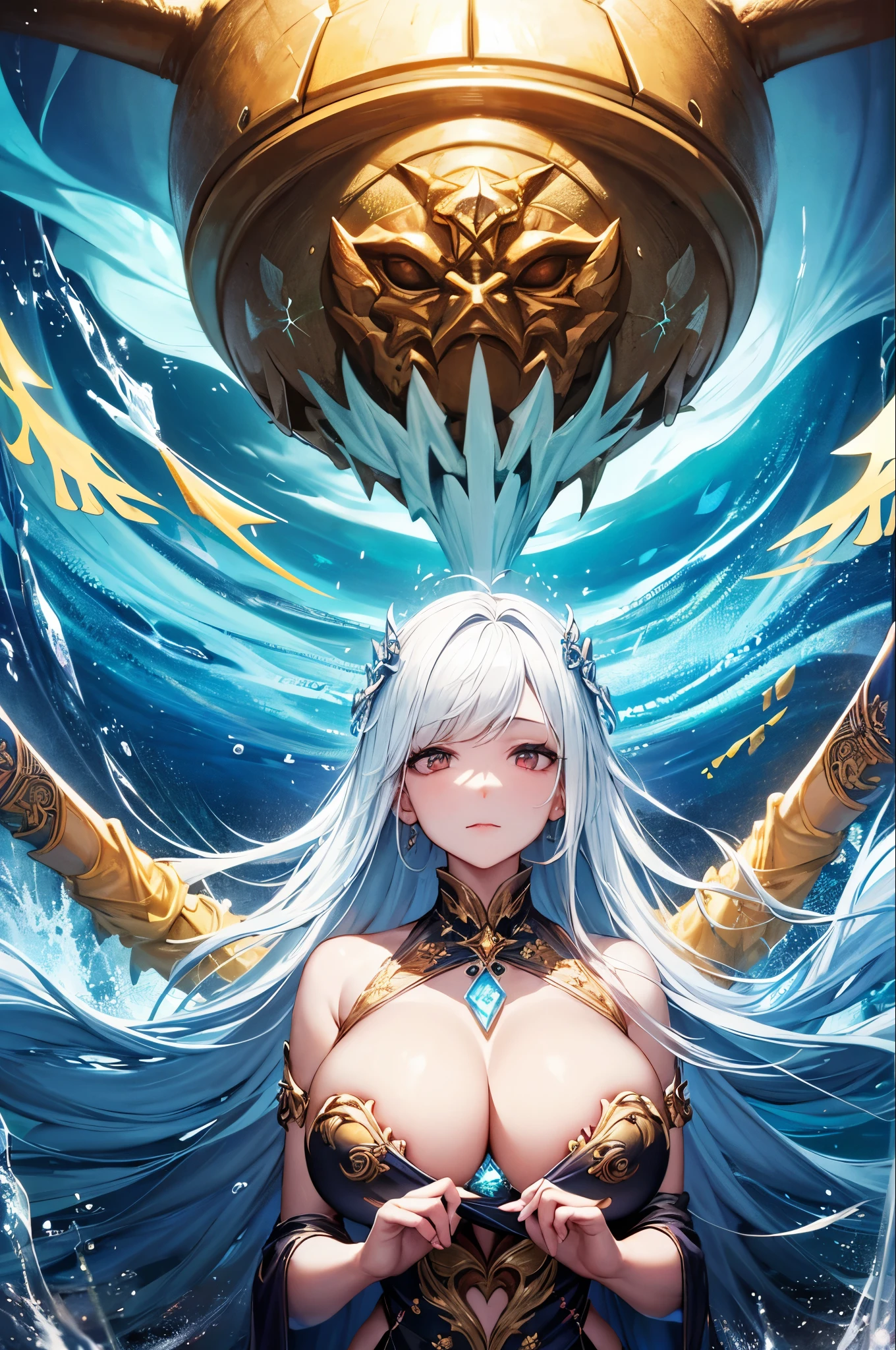 The face remains the same, The movement is corrected, Meditation is cultivated, The spirit of fairy spirits rises, Runes, And the sea sits、Beautiful woman