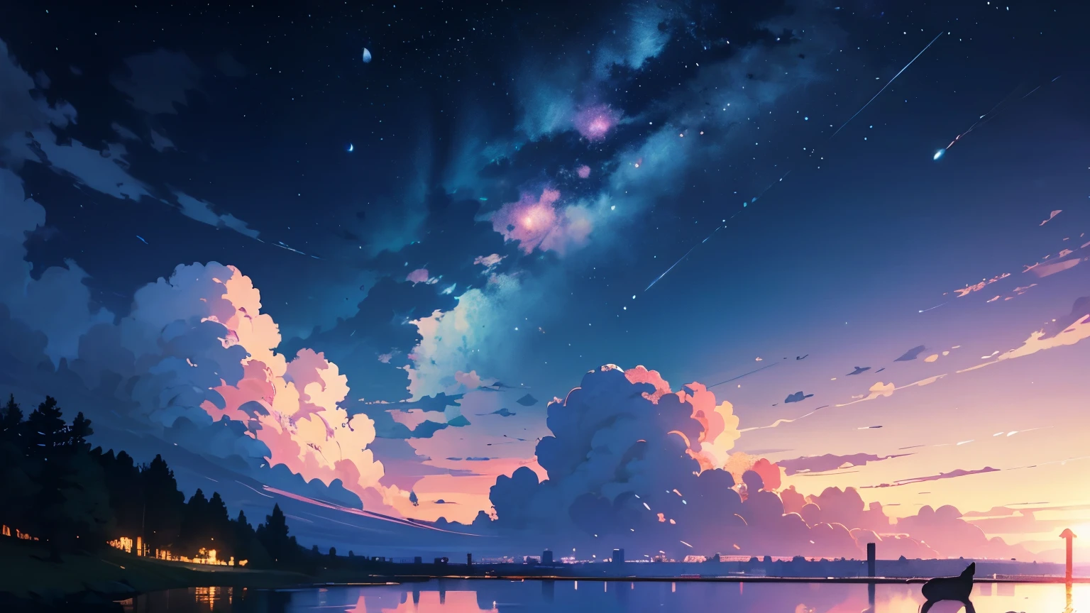 High quality masterpiece, landscape, There is a grand piano。The piano is made of old wood.、An appearance that evokes a long history。There is no one。The cat is sleeping。Crescent Moon,A moonlit night of silence、Crescent Moonが銀colorの光を柔らかく地上に投げかける。The night sky is cloudless、With the stars twinkling、The moonlight has an overwhelming presence。ピアノの下にはThe cat is sleeping、 Pixiv, Concept Art, Lofi Art style, reflection. by makoto shinkai, Lofi Art, Beautiful anime scene, break Anime landscape, detailedなlandscape —幅672, in Makoto Shinkai&#39;s Style, Makoto Shinkai&#39;s Style, 強化されたdetailed, break,detailed,Realistic,Highly detailed digital art in 4K,Octane Rendering, Bioluminescent, break 8K resolution Concept Art, realism,By Mappa Studio,masterpiece,highest quality,Official Art,figure,Clear lines,(nice_color),Perfect composition,Absurd, Fantasy,Concentrated,Three-part method