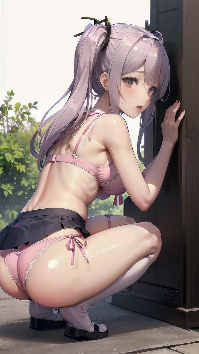 (highest quality),(Super Resolution),(1 person),(very cute),(16k),(anime),,(Skirt flip:1.3),(Beautiful ass:1.2),((Transparent panties:1.3)),(Taller twin tail hair:1.5),(Shining silk hair),(whole body:1.3),(From below),(blush),(White knee socks:1.2),(Supermodel:1.3),(The body is slim:1.2),(Sweating profusely),(Glass Lingerie:1.5),(The cutest in the world:1.3),(Transparent Glass Lingerie:1.3),(Cute Face:1.3),(Beautiful crotch:1.3),(Riding on a giant pillow:1.3)(　　Elbe:1.3　),(Lower body opening:1.2),(slit),(PINK Panties:1.3),(furu　openlegs&JUMP:1.3),(Cheerleader:1.2),(silverhair:1.2),(Japanese Shrine Maiden:1.2),(Cute Shrine Maiden:1.2),(Stick stuck in the crack:1.2),(Japanese Kokeshi dolls are pierced:1.2),(A thick kokeshi doll piercing the uterus:1.2),(Lower body cleft:1.2),(A clear crack:1.2),(No fabricﾌﾝﾄﾞｼ:1.5),Front body:1.3,(Thin string:1.2),(Thin Ribbon),(Thin bra:1.2),(Shrine maiden sitting and squatting:1.5),(Front body:1.5)